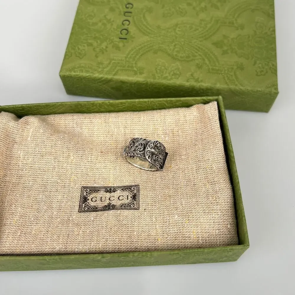 NIB Gucci Sterling Silver Garden Ring Size 10 - Picture 14 of 14